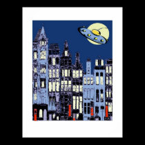 Dutch Town With Flying Saucer posters