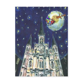 Starry Night Cathedral, santasleigh postcard